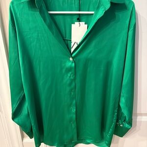 Zara Vibrant Green Blouse